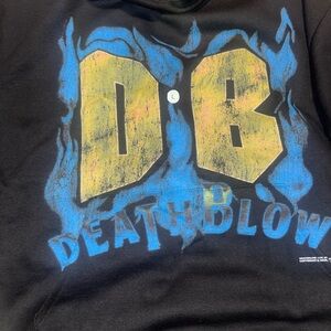 Black 'D B Deathblow' Graphic hoodie - Black Yellow & Blue Print